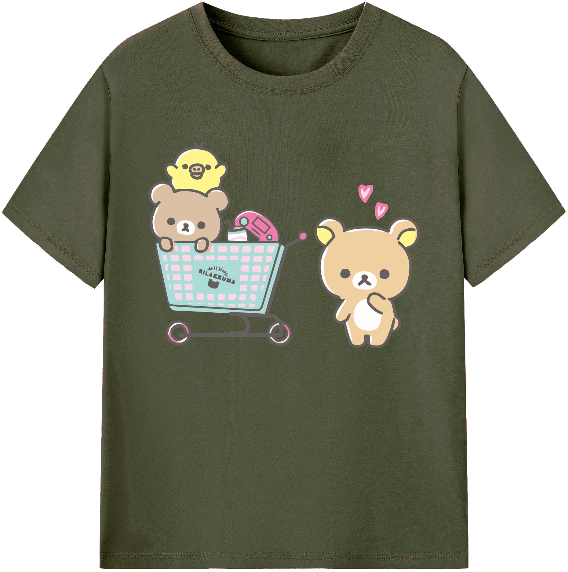 （画像用） リラックマ リラックマ キイロイトリ Rilakkuma Korilakkuma Kiiroitori 綿100％ メンズ半袖Tシャツ｜肌触りやわらか＆通気性